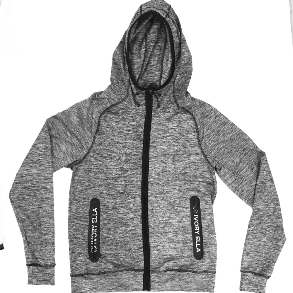 Ivory Ella zip up athletic hoodie.